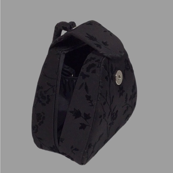 Kf Ltd. Black Velour Flocked Evening Bag w/Loop Handle & Braided Crossbody Strap - Picture 5 of 10